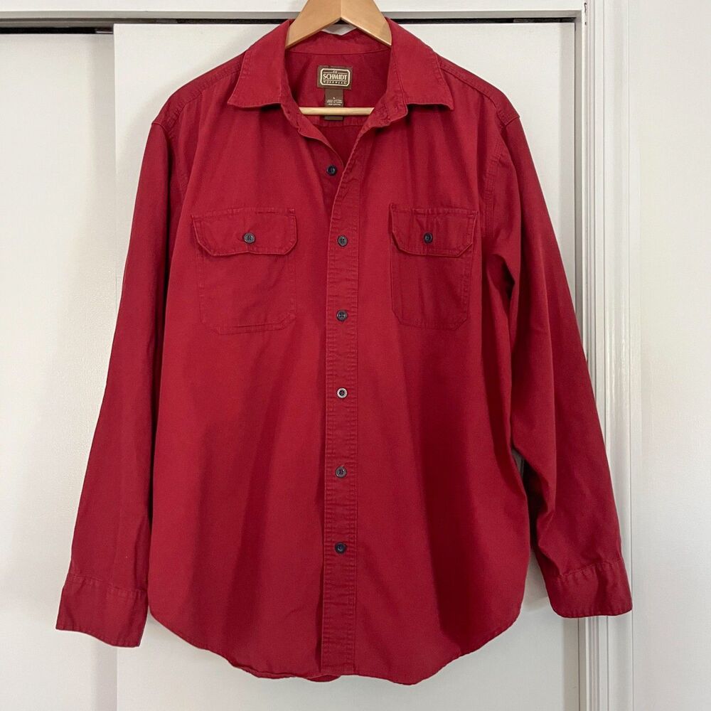 Vintage 80s/90s Red Cotton Workwear Button Up